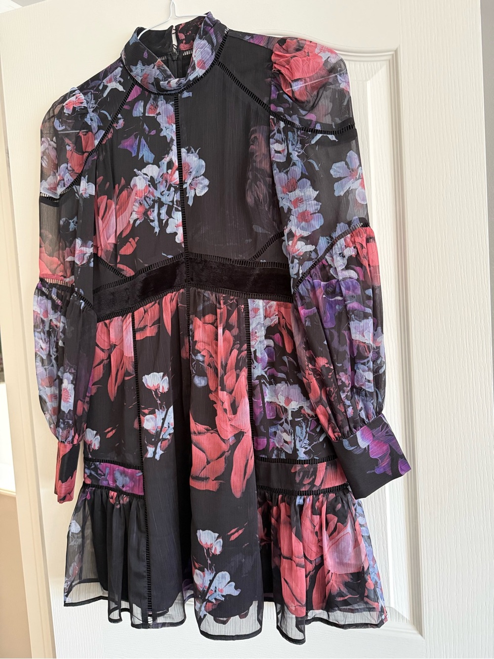 Ted Baker Black Dress with Pink & Purple Floral Print